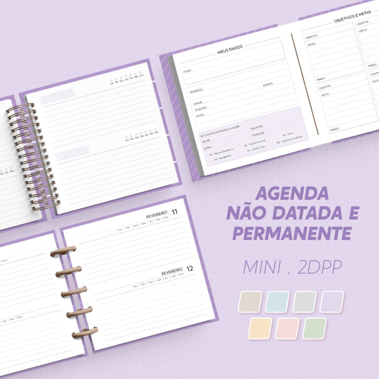Agenda Não Datada e Permanente Mini 2DPP